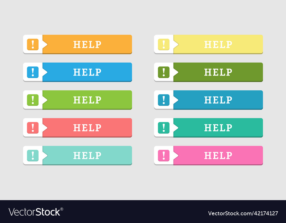 Set von farbigen Tasten mit der Inschrift Hilfe