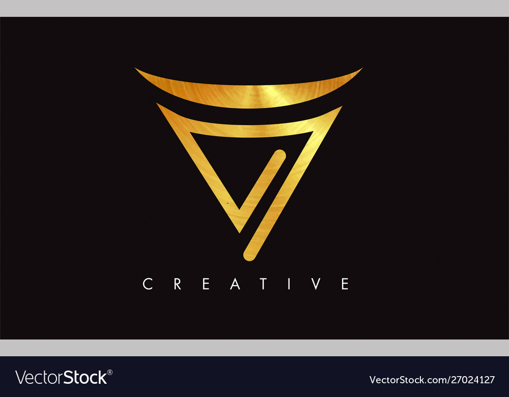 V golden letter modern trendy design logo