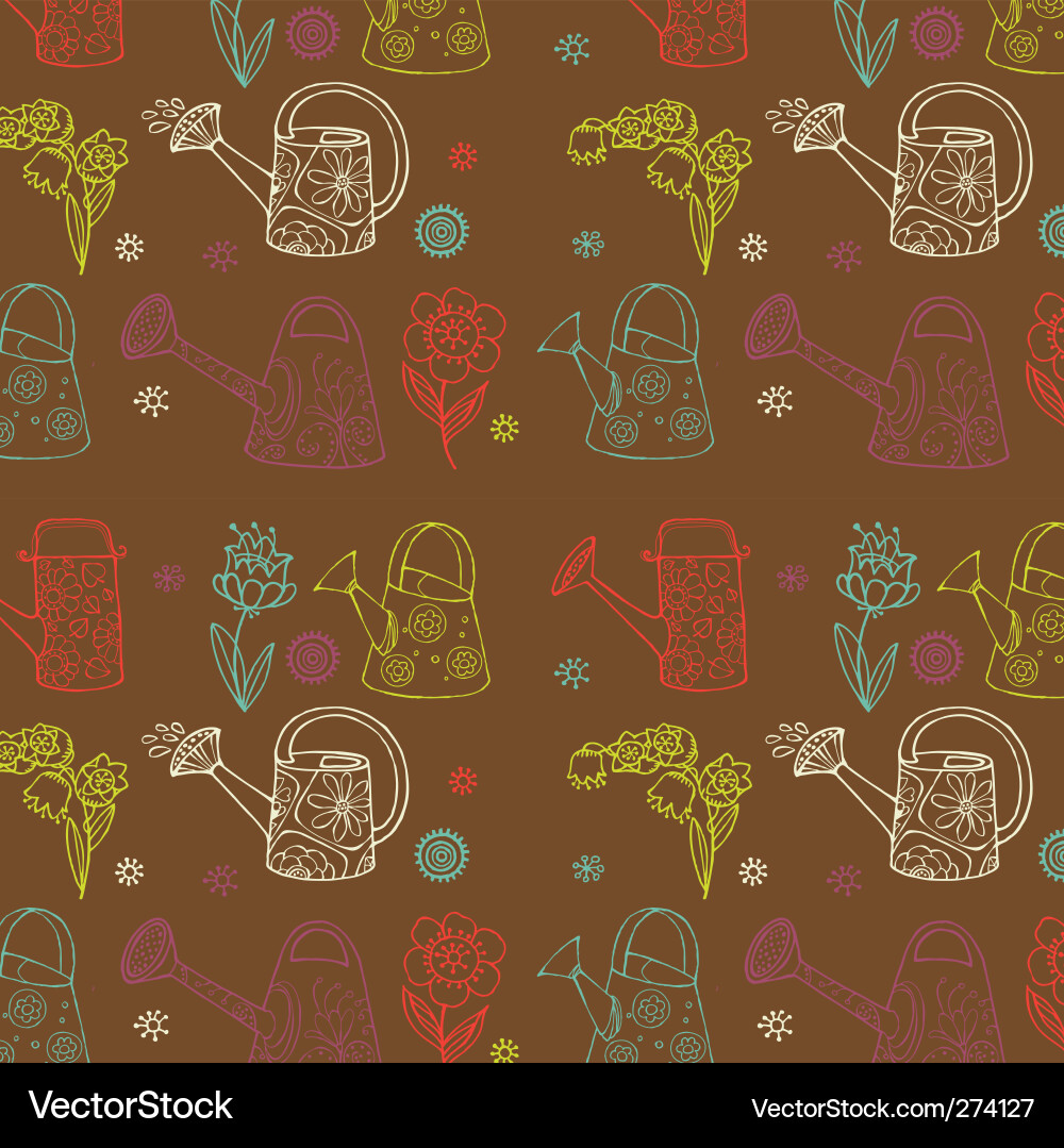 Watering cans seamless pattern Royalty Free Vector Image