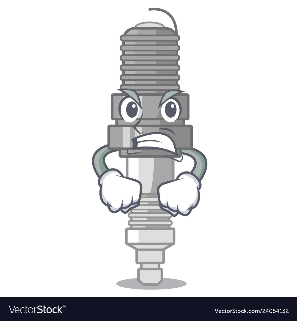 Angry spark plug isolated with the mascot