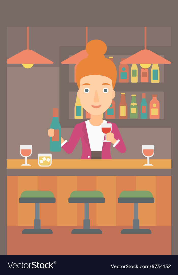 Bartender standing at the bar counter Royalty Free Vector