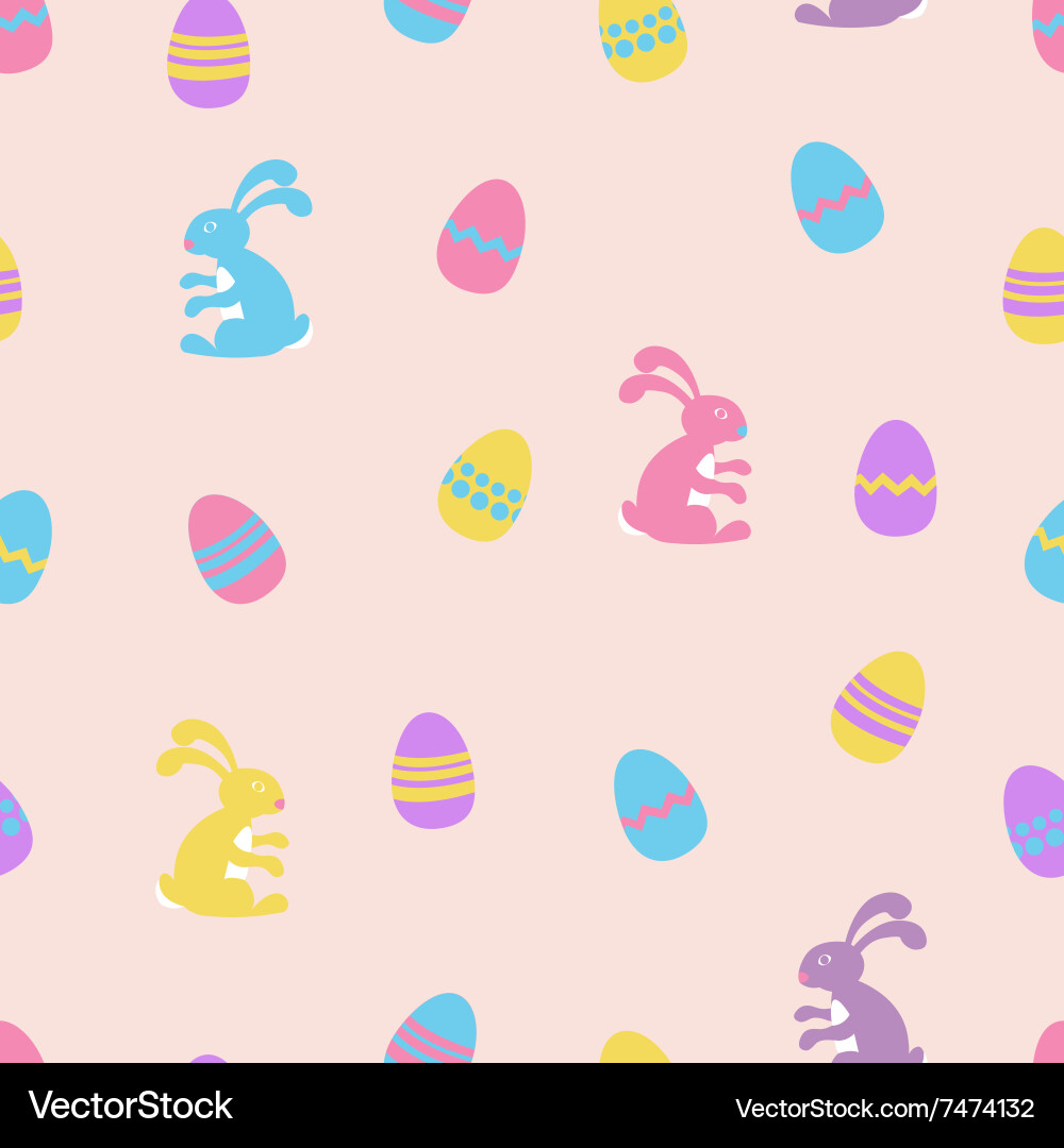 Easter bunny and eggs seamless pattern Royalty Free Vector
