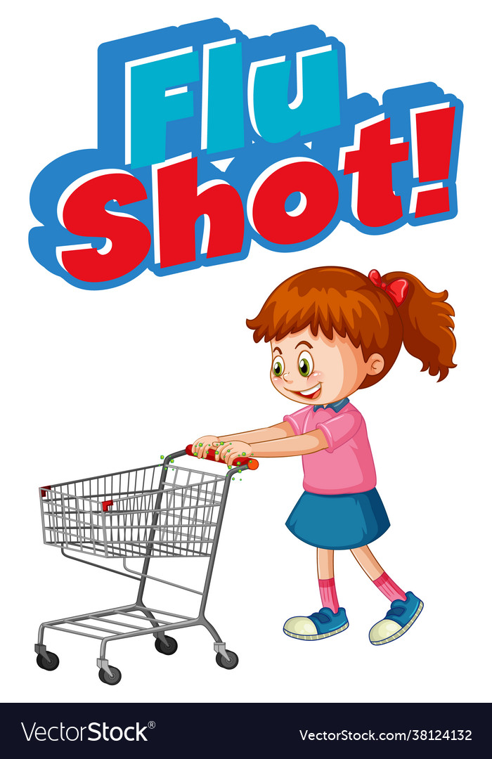 Flu shot font in cartoon style with a girl Vector Image