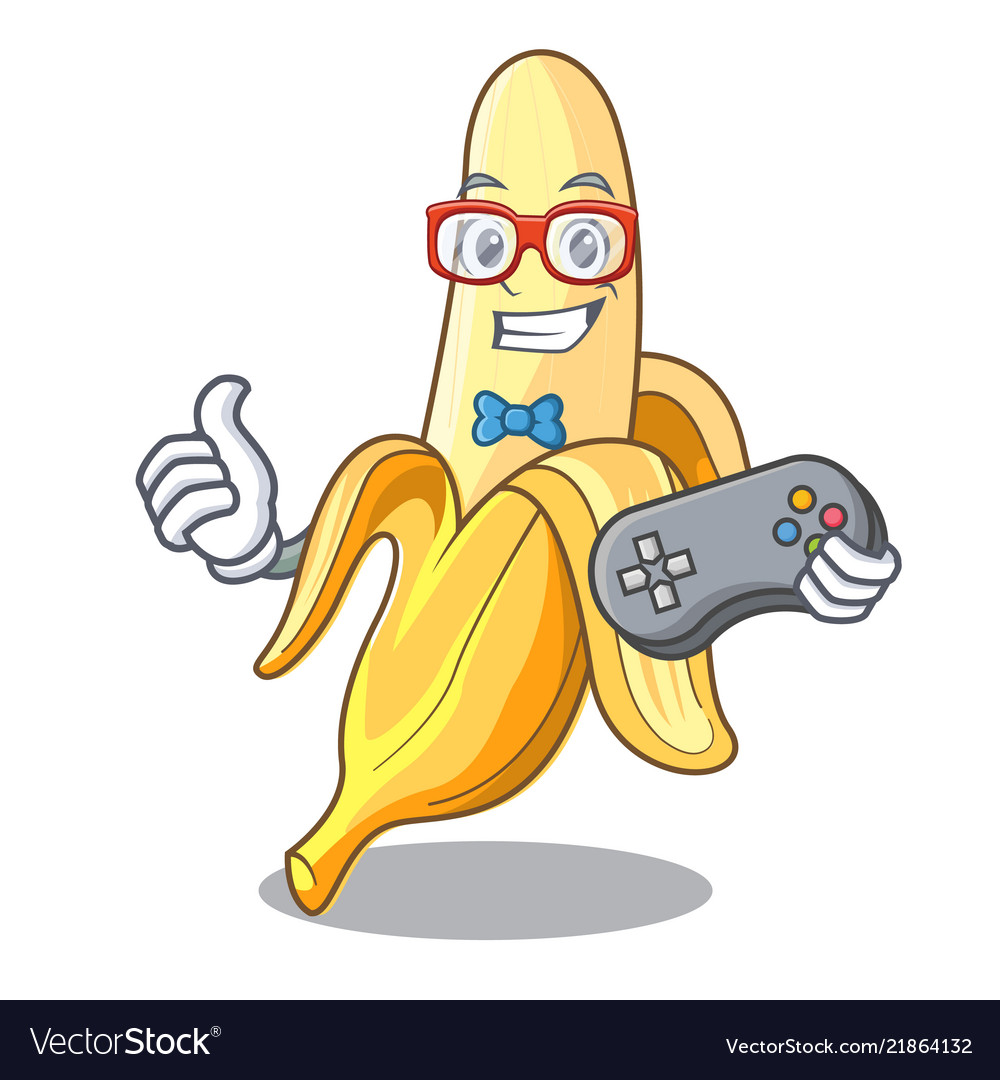 Video game character with a banana