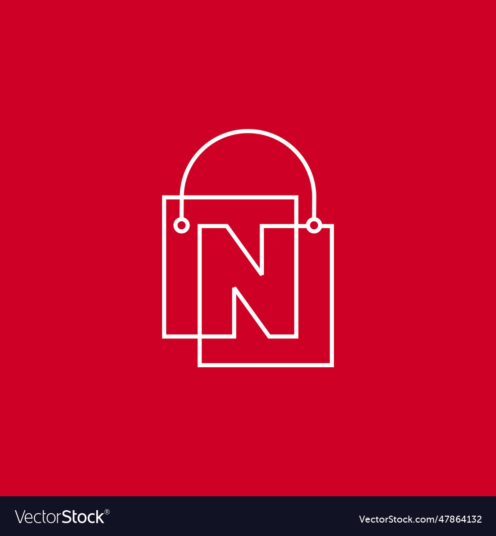 Letter n shop shopping bag logo icon