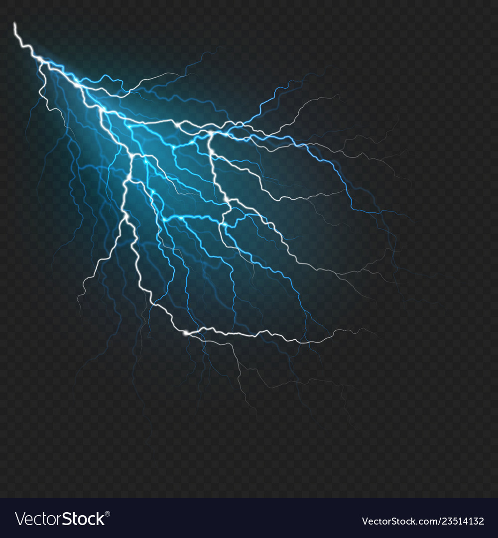 Thunder bolt lightning, realistic thunderstorm electricity flash