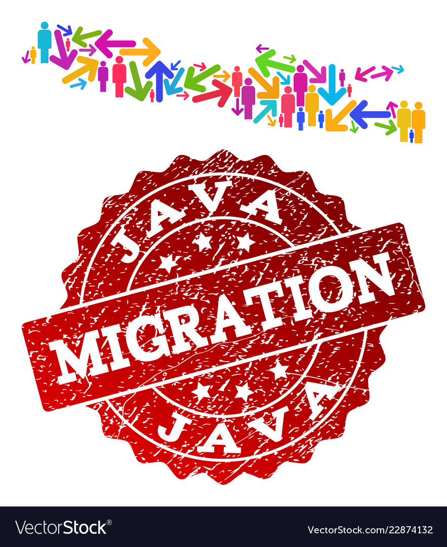 Migration composition of mosaic map java island Vector Image