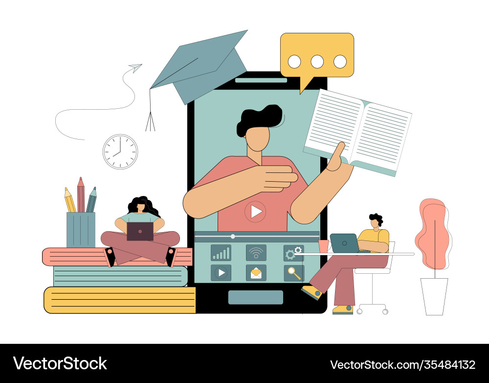 Online education using gadgets Royalty Free Vector Image
