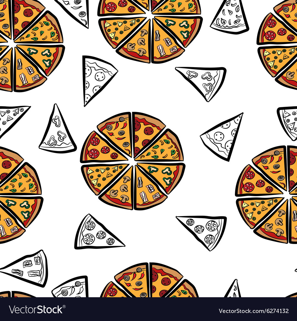 Seamless pattern with pizza Royalty Free Vector Image