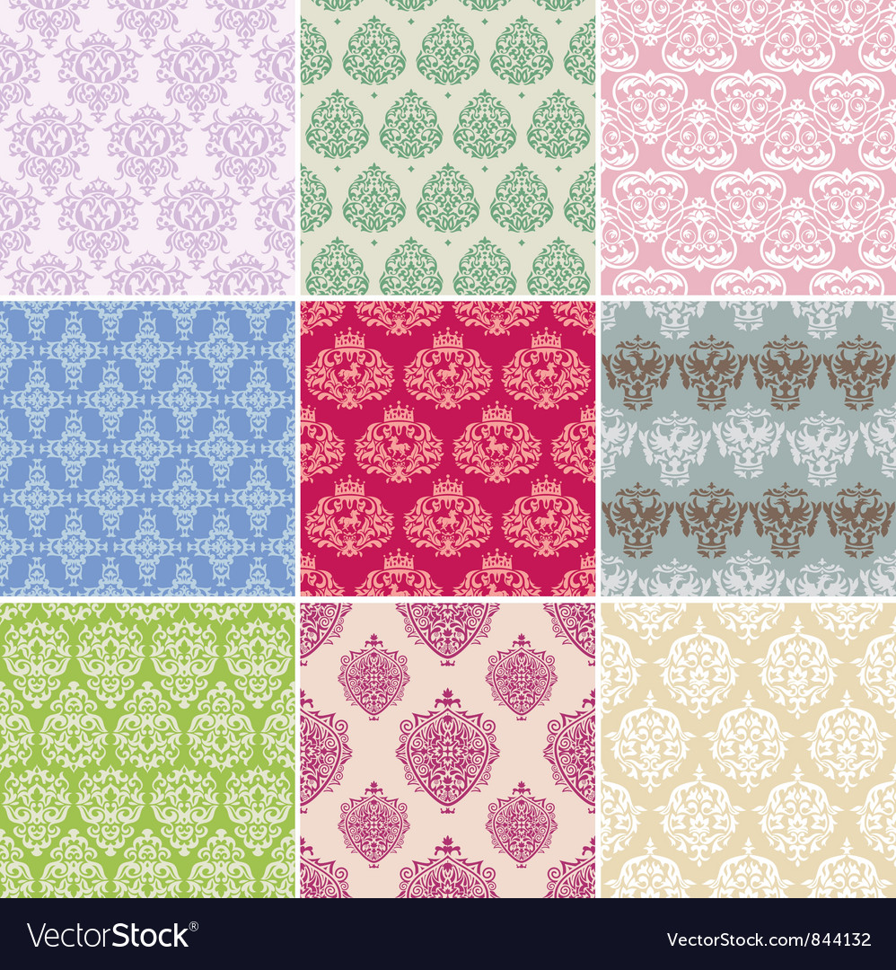 Set seamless retro background Royalty Free Vector Image