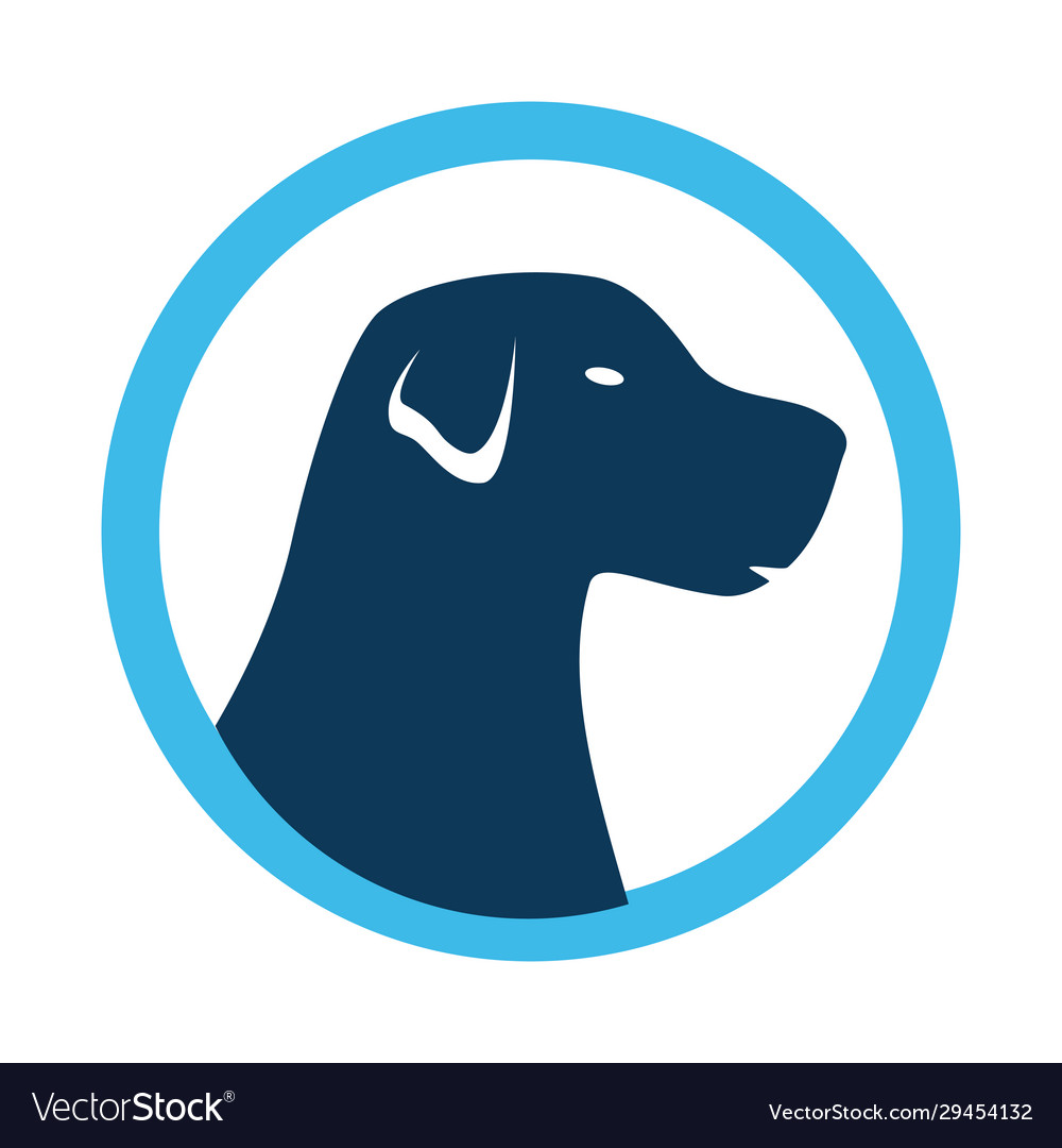 Silhouette face dog in frame circular isolated