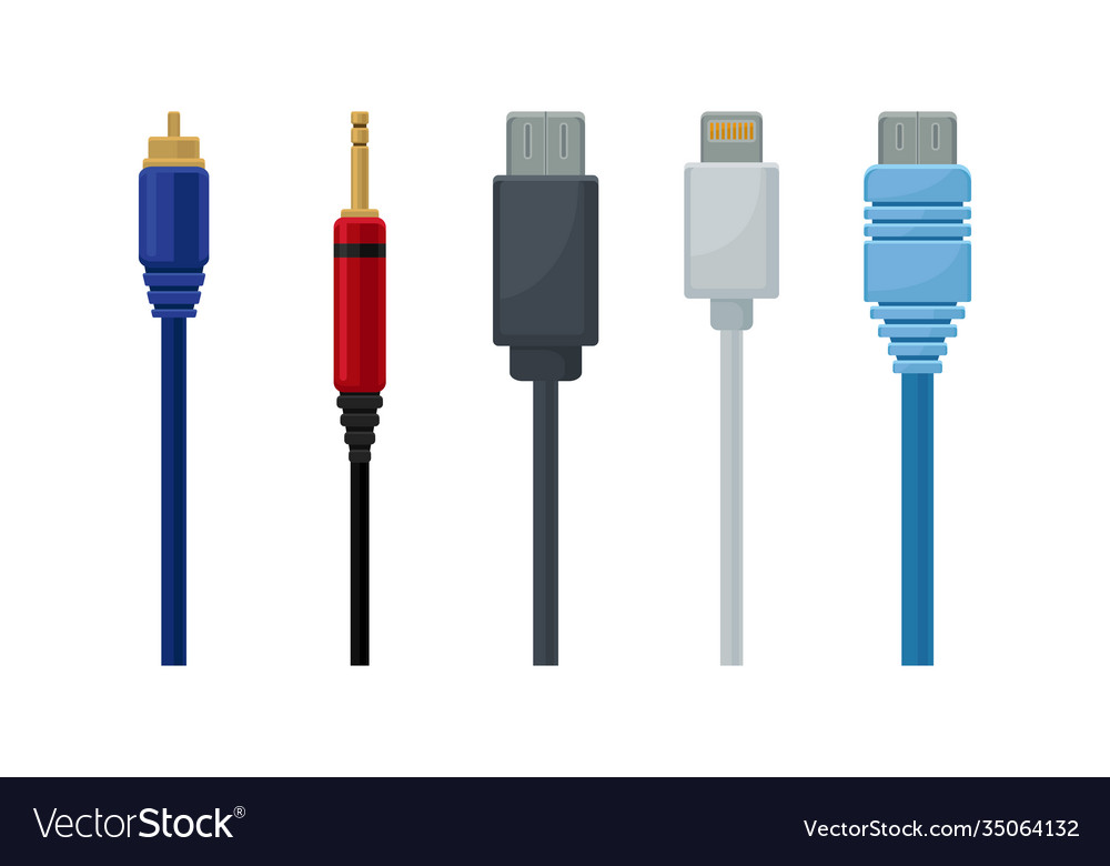 Usb cable plugs isolated on white background Vector Image