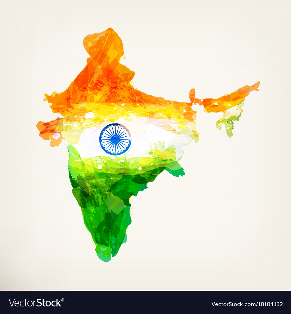 Watercolor indian map Royalty Free Vector Image