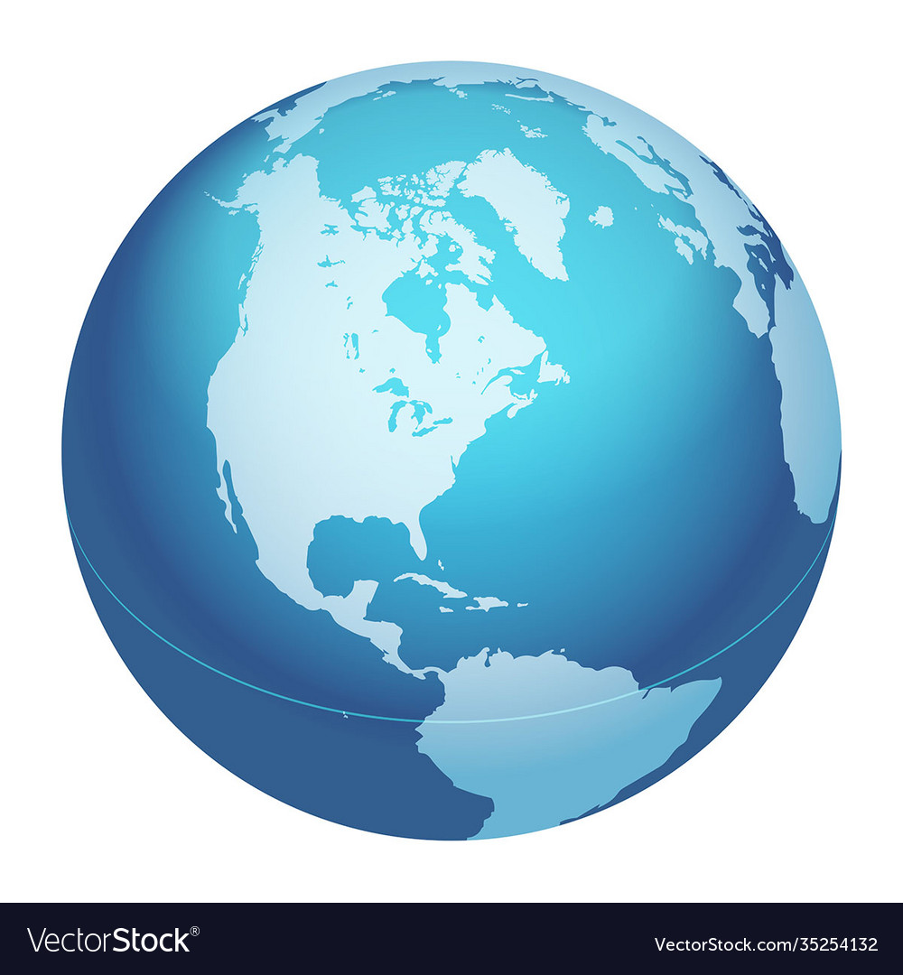 World globe map north america centered - World Globe Map North America Centered Map Vector 35254132