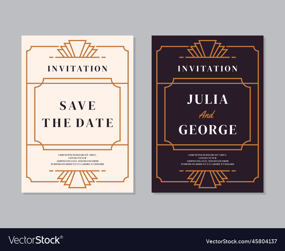 Art deco wedding invitation card luxury classic Vector Image