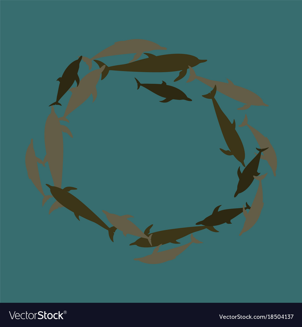 Flat icon on theme save whales circle of dolphins