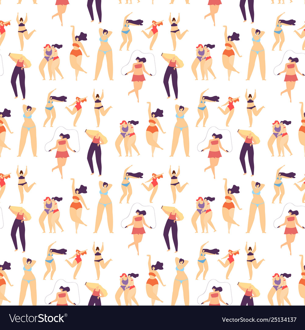 Flat seamless pattern active sporty plus size girl