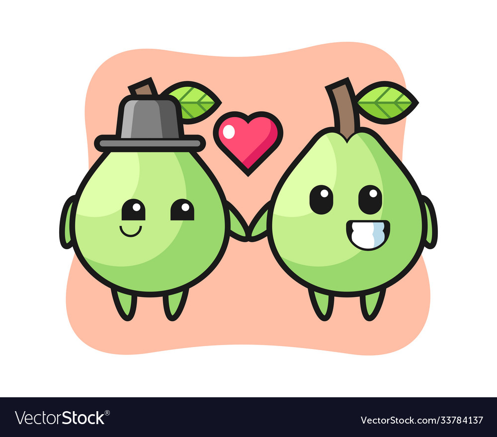 Guava cartoon character couple with fall in love