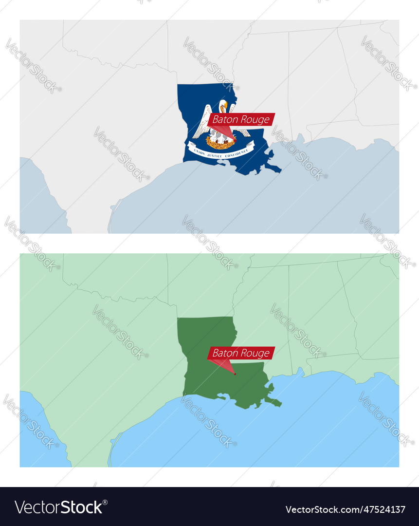 Louisiana Karte mit Pin von Land Hauptstadt zwei