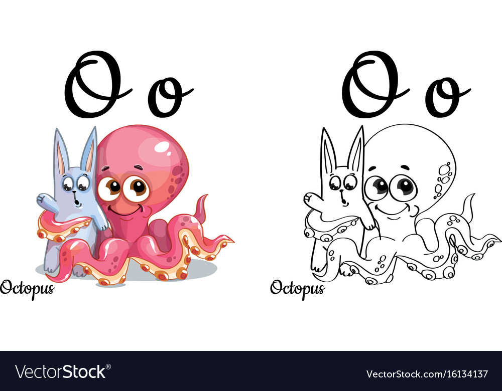 Octopus alphabet letter o coloring page