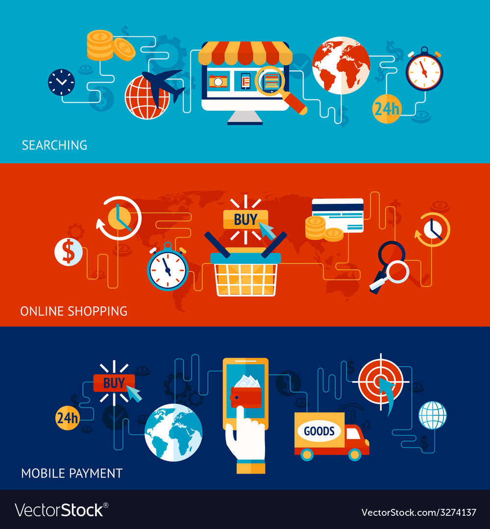 Online Shopping Banner Set Royalty Free Vector Image