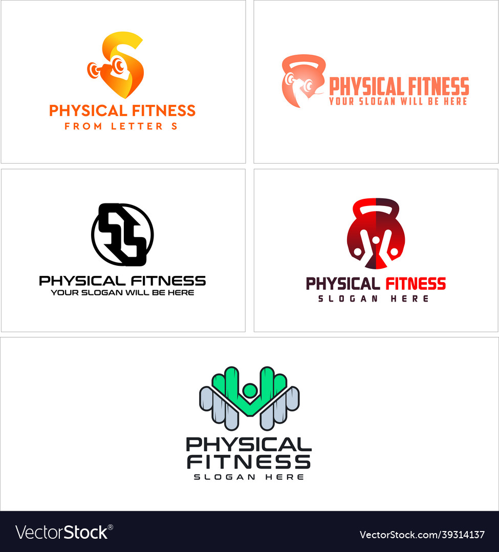 Physical fitness people gym club logo design Vector Image