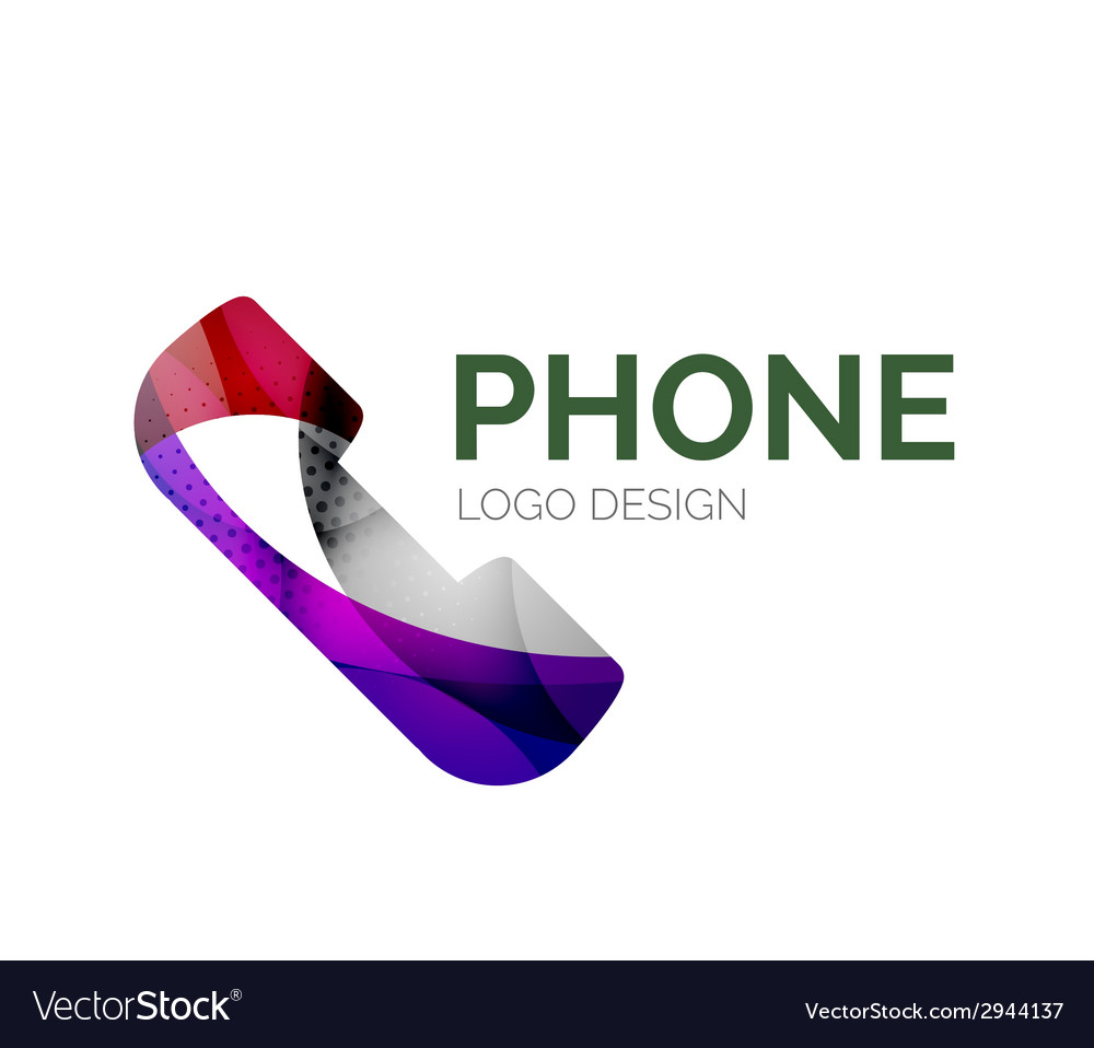 Retro phone logo design made of color pieces Vector Image