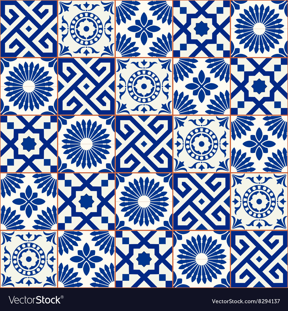 Samless Pattern Moroccan Portuguese Tiles Vector Image