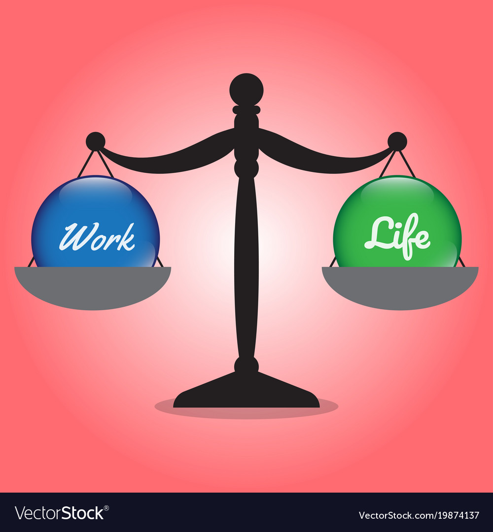 Scale Of Work Life Balance Work And Life Crystal Vector Image