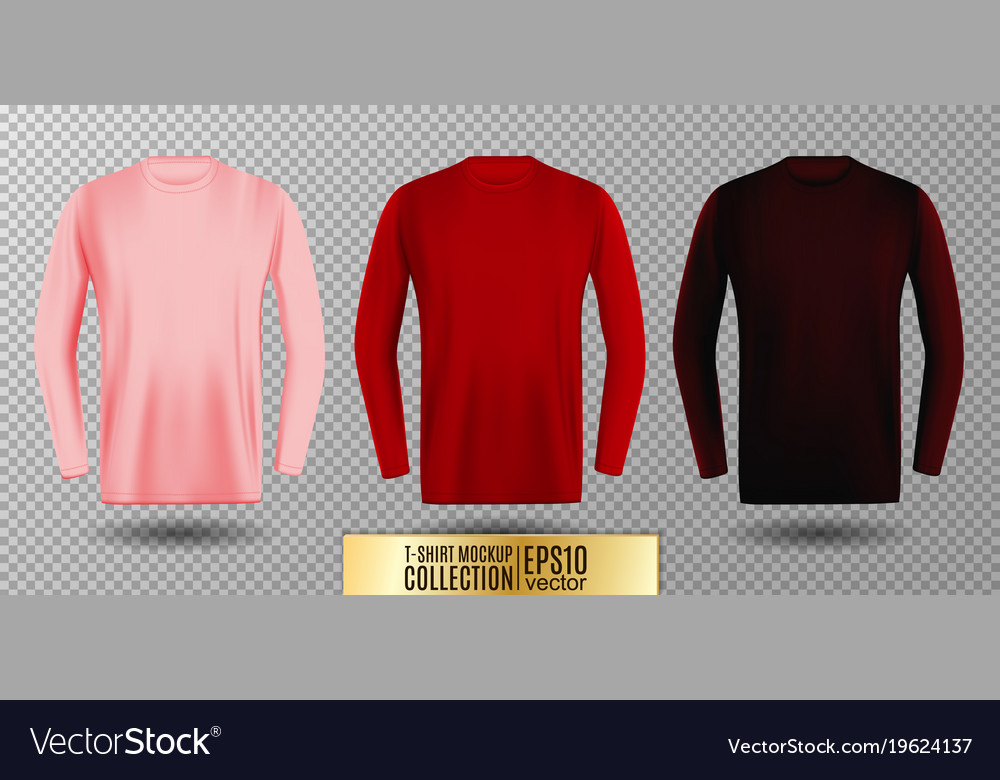 Three shades of pink red and vinous long sleeve t