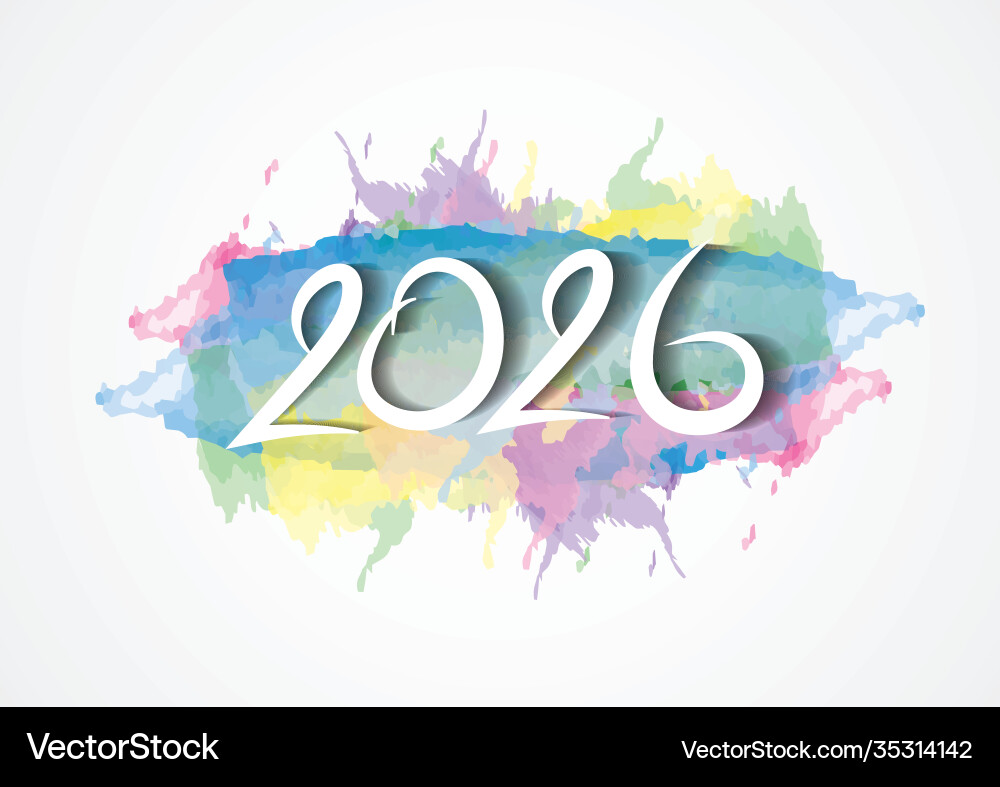 2026 year on color watercolor background Vector Image