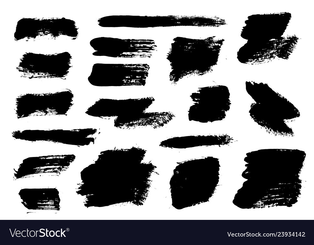 Brush strokes set painted isolated objects Vector Image