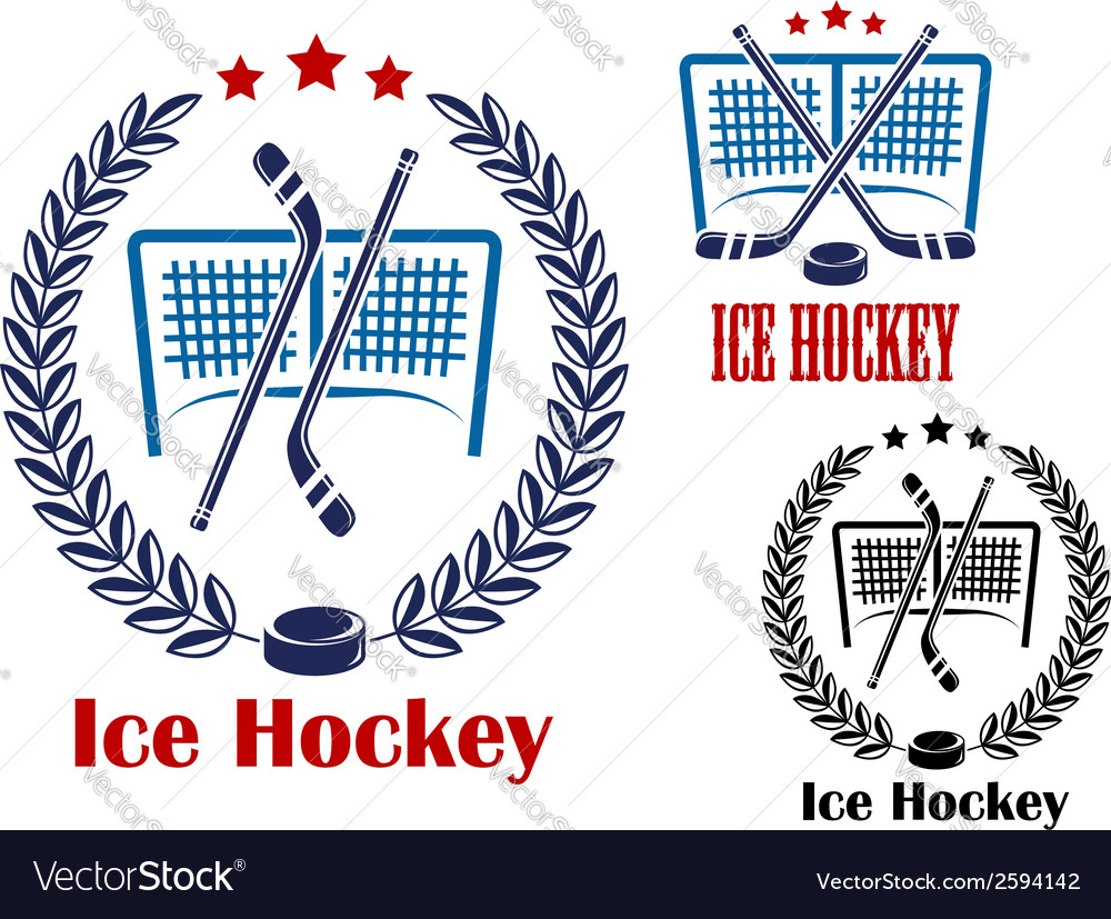 Ice hockey net emblems Royalty Free Vector Image
