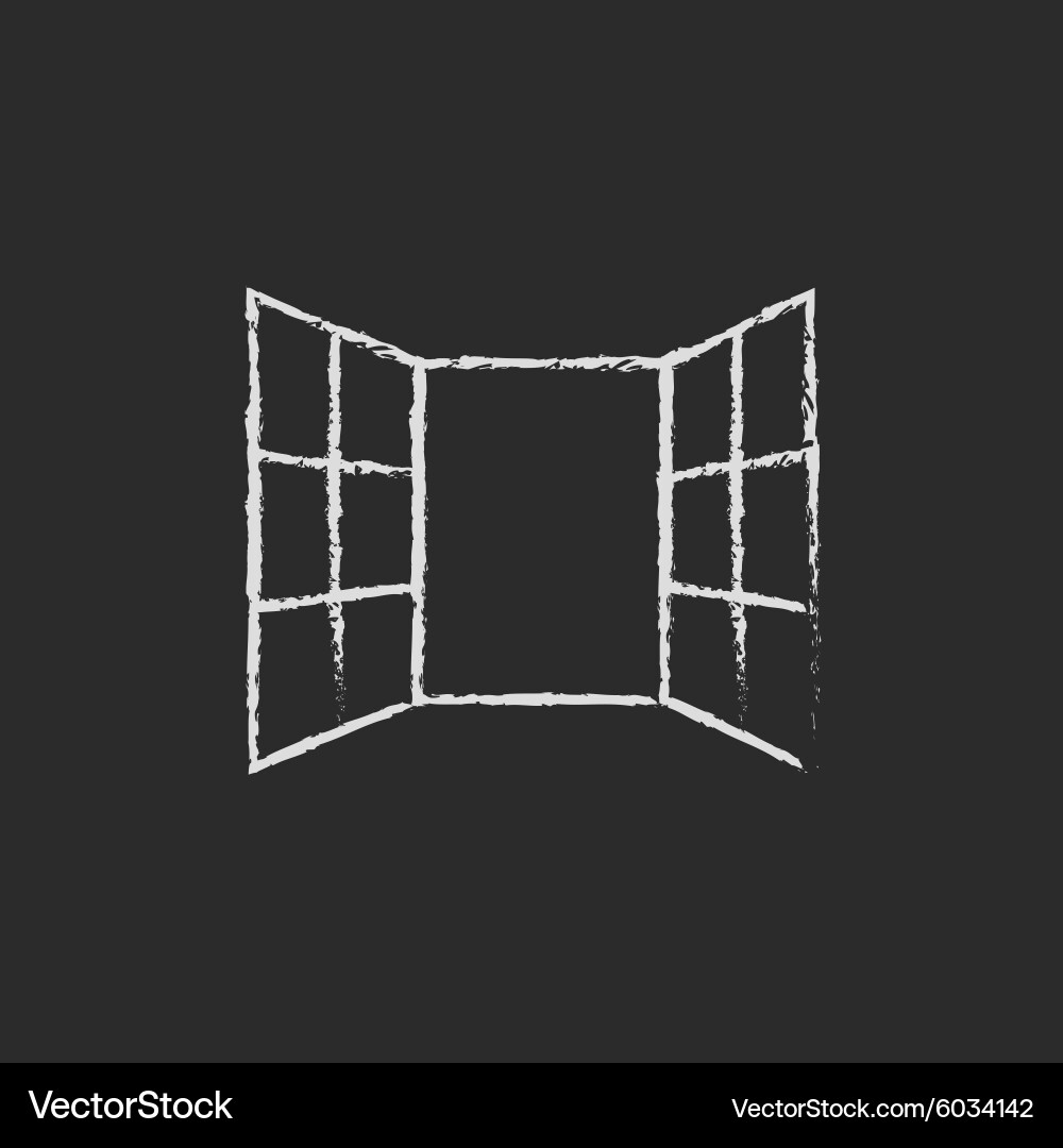 Open windows icon drawn in chalk Royalty Free Vector Image