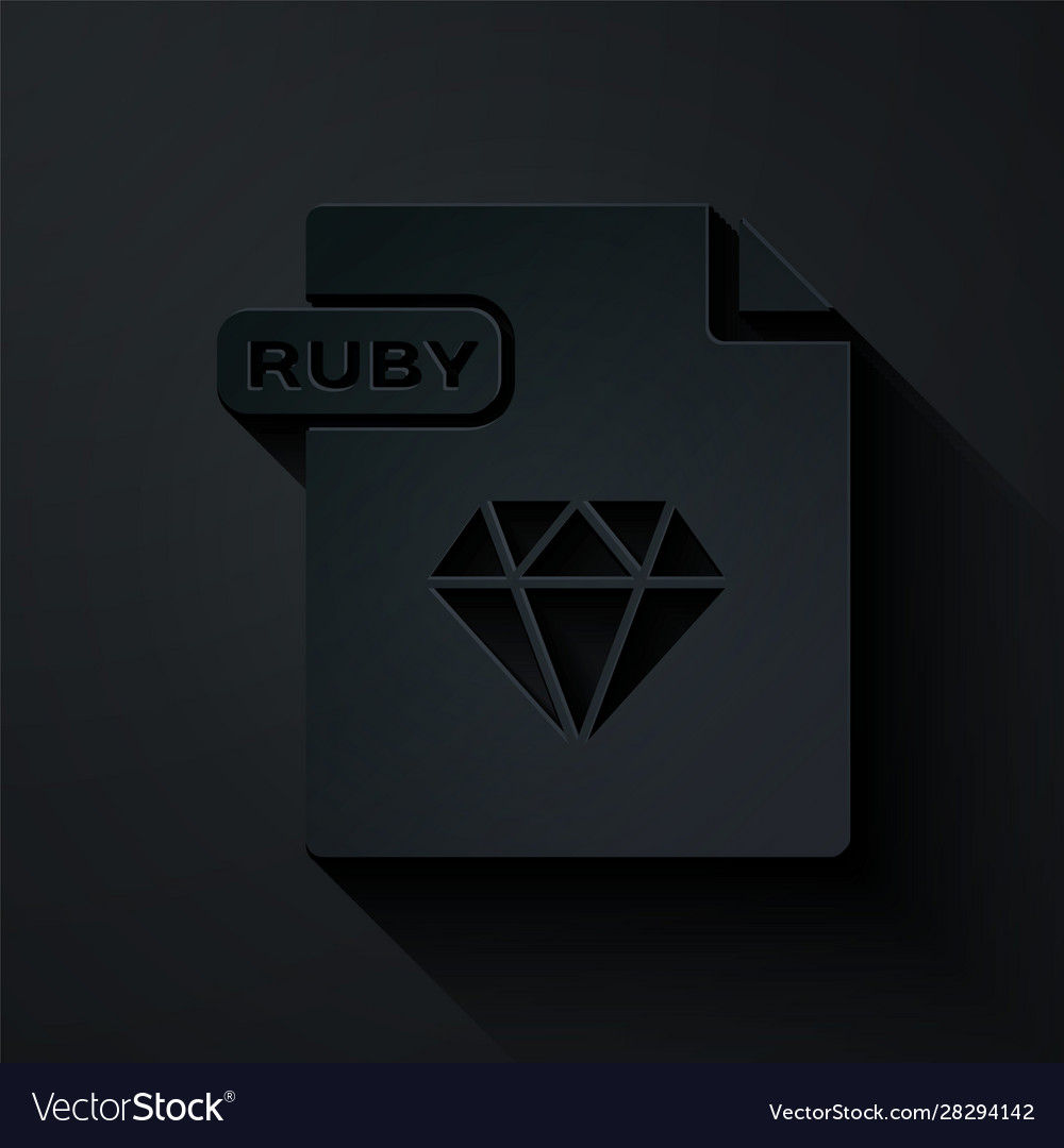 Paper cut ruby file document download ruby button Vector Image