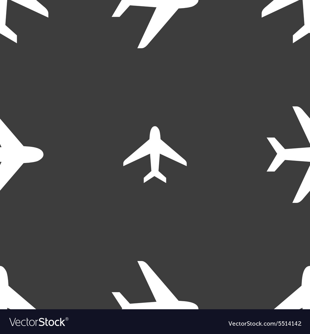 Plane icon sign seamless pattern on a gray