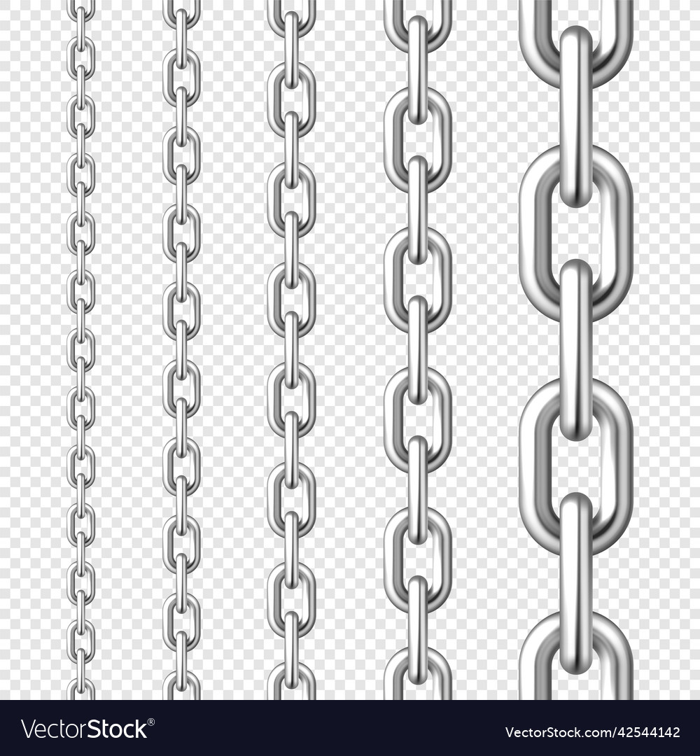 Realistic Seamless Metal Chain With Silver Links Vector Image