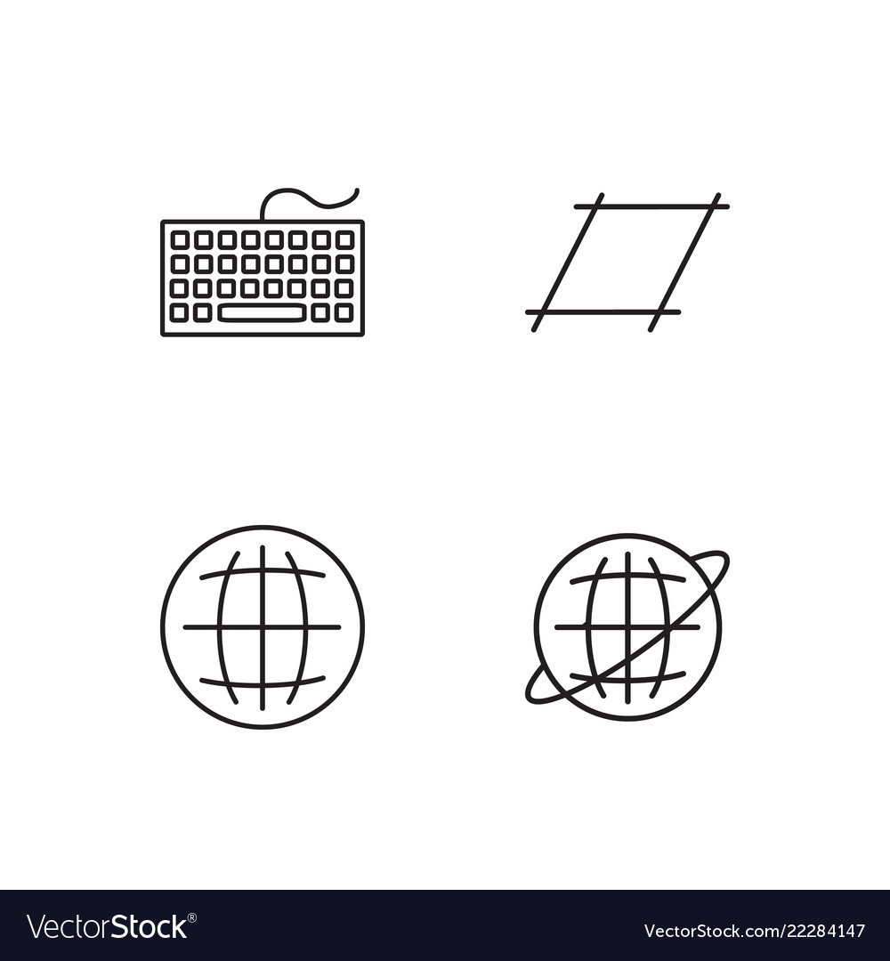 Business simple outlined icons set