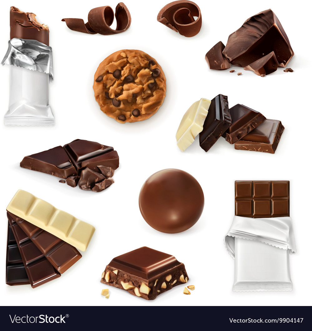 Chocolate icon set Different kinds of cacao Vector Image