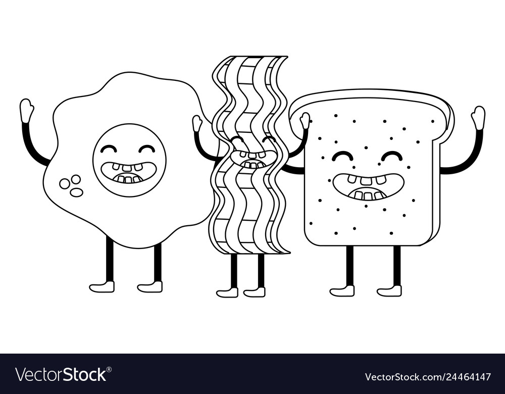 Delicious kawaii breakfast cartoon Royalty Free Vector Image