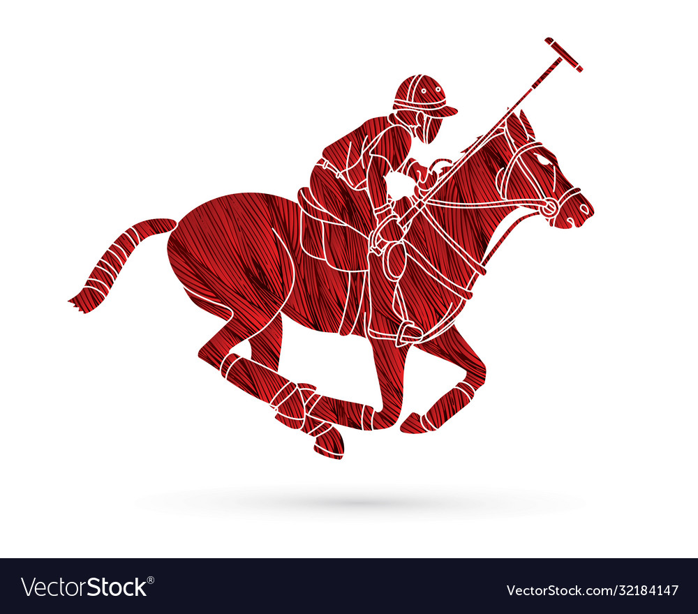 Horse polo players action sport cartoon graphic Vector Image