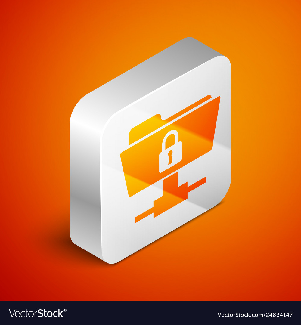 Isometric ftp folder and lock icon isolated