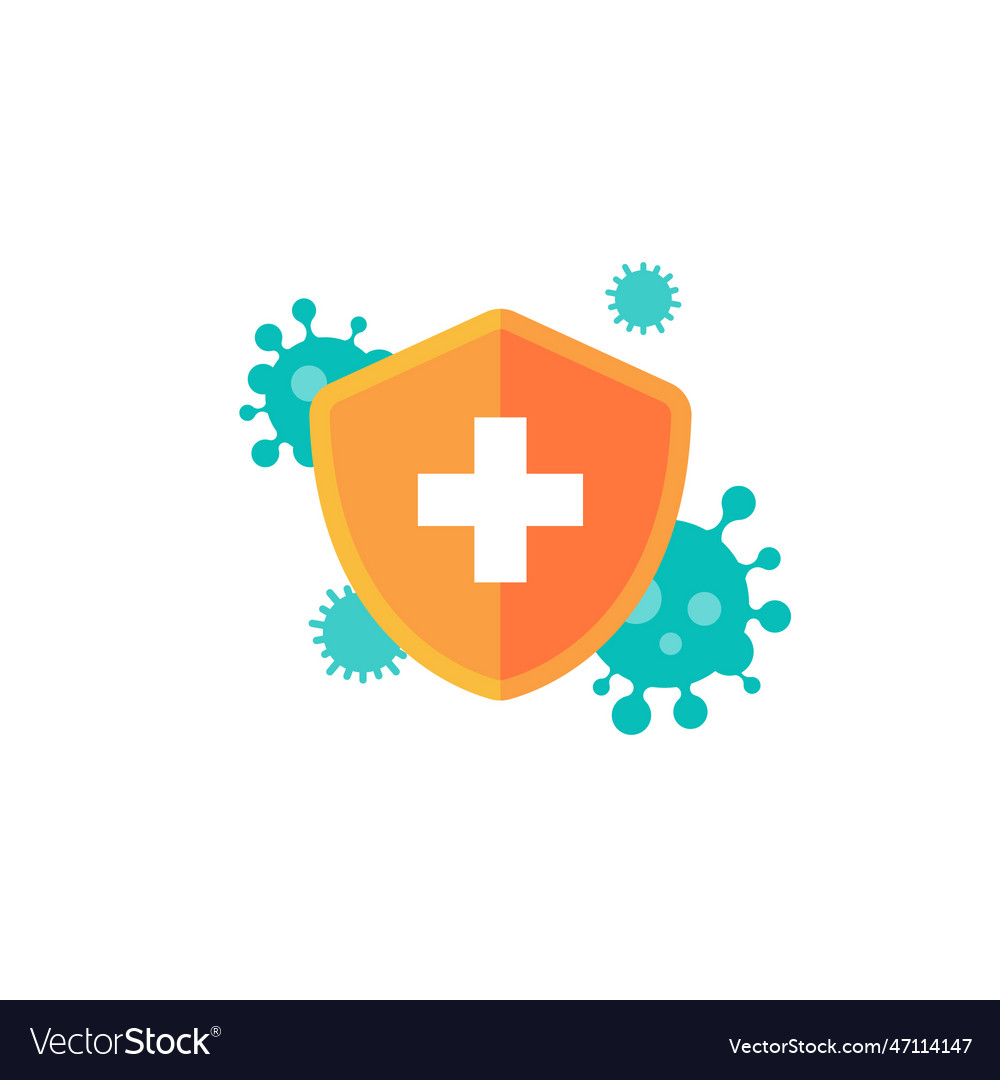 Orange Health Shield Protect Virus And Bacteria Vector Image