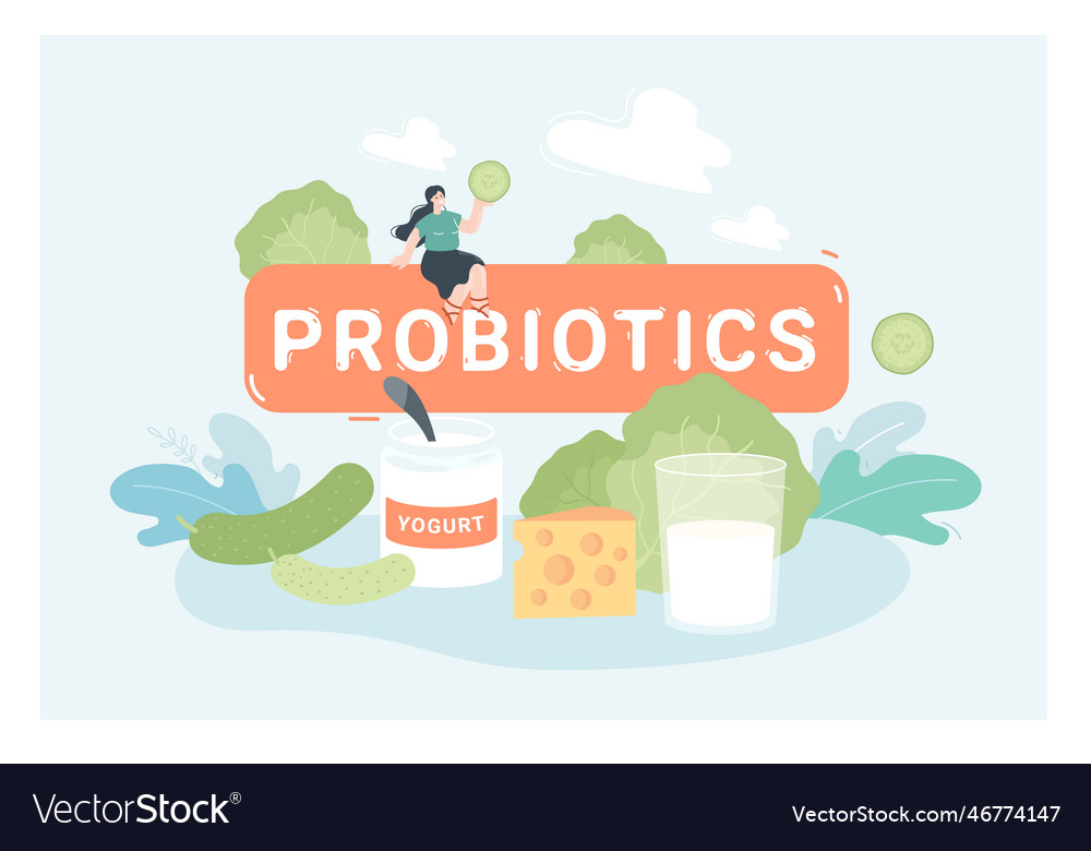 Probiotics food for tiny womans gut and digestive