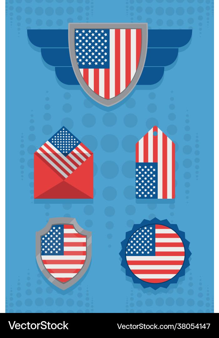 Usa flags set Royalty Free Vector Image - VectorStock
