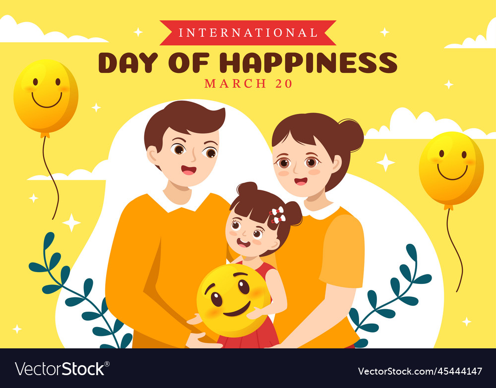 World happiness day celebration with kids smiling Vector Image