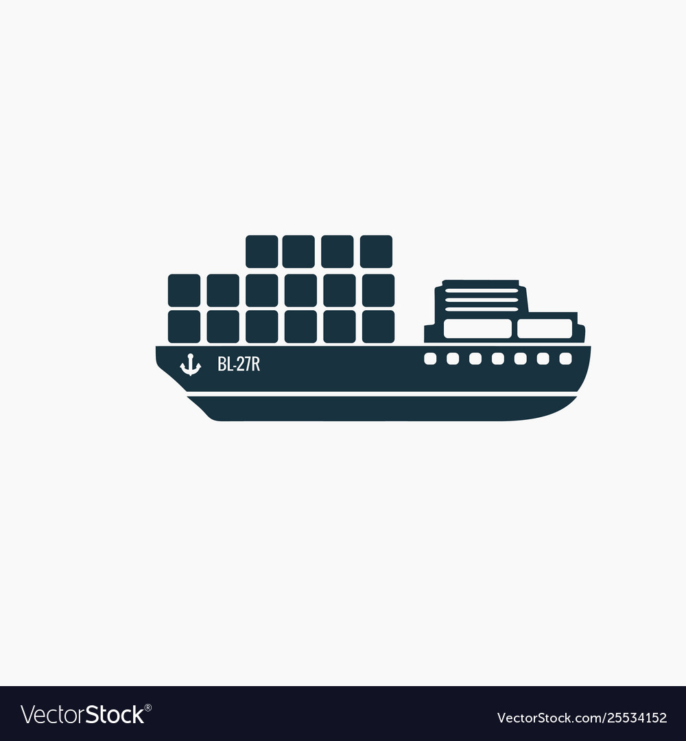 Black cargo ship freigther icon