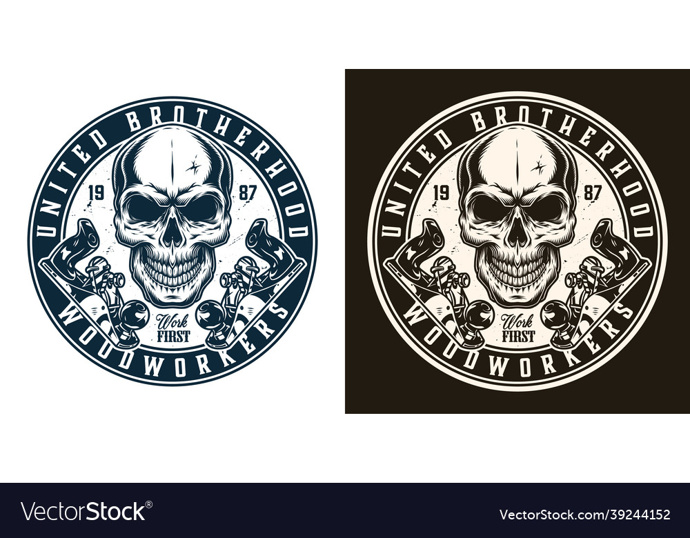 Carpentry round monochrome badge Royalty Free Vector Image