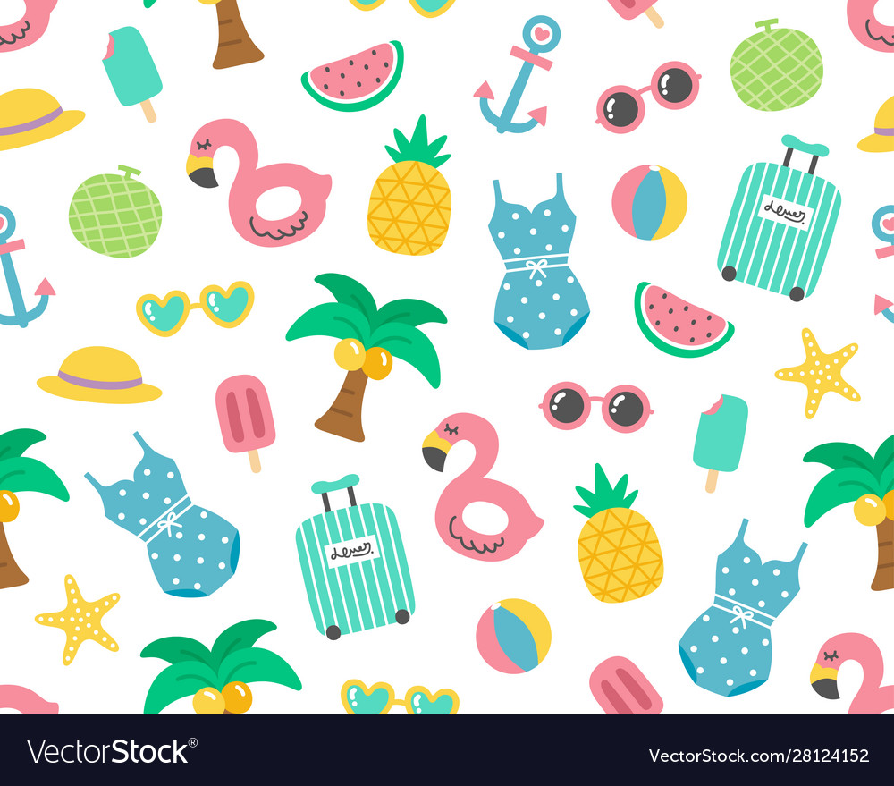 Cute colorful summer holiday seamless pattern Vector Image