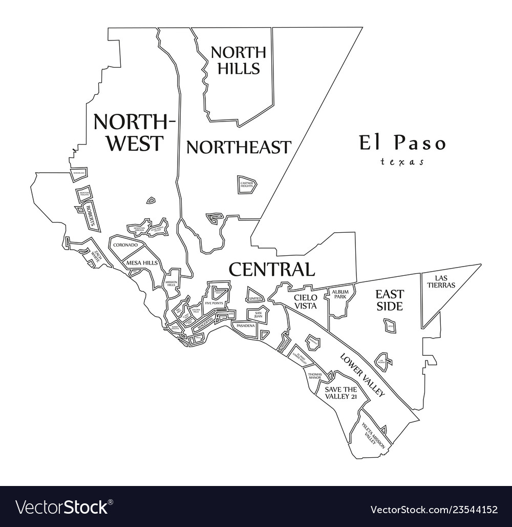 El Paso On Map Of Texas Modern City Map - El Paso Texas City Of The Usa Vector Image